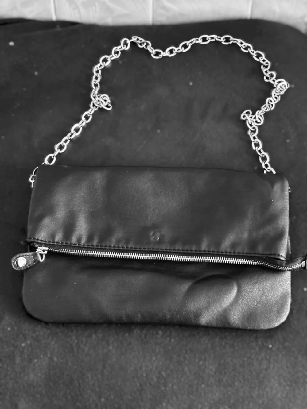 Nine West Fold-Over Clutch with Gold Chain Strap Women's Black